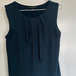 Banana Republic Office Blue Teal V-neck Single-Pleat Shell Top